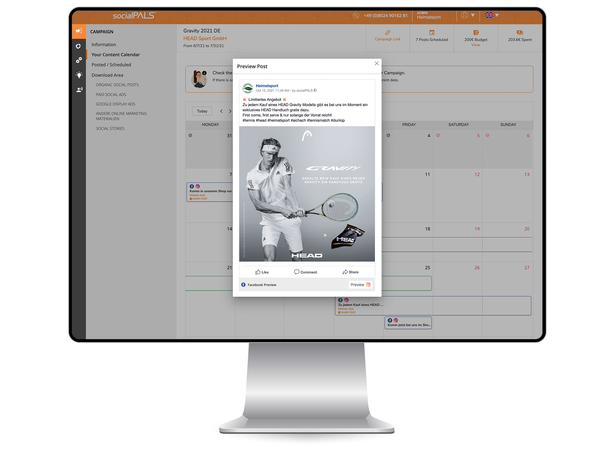 With the content calendar, every post can be individualised in no time at all.