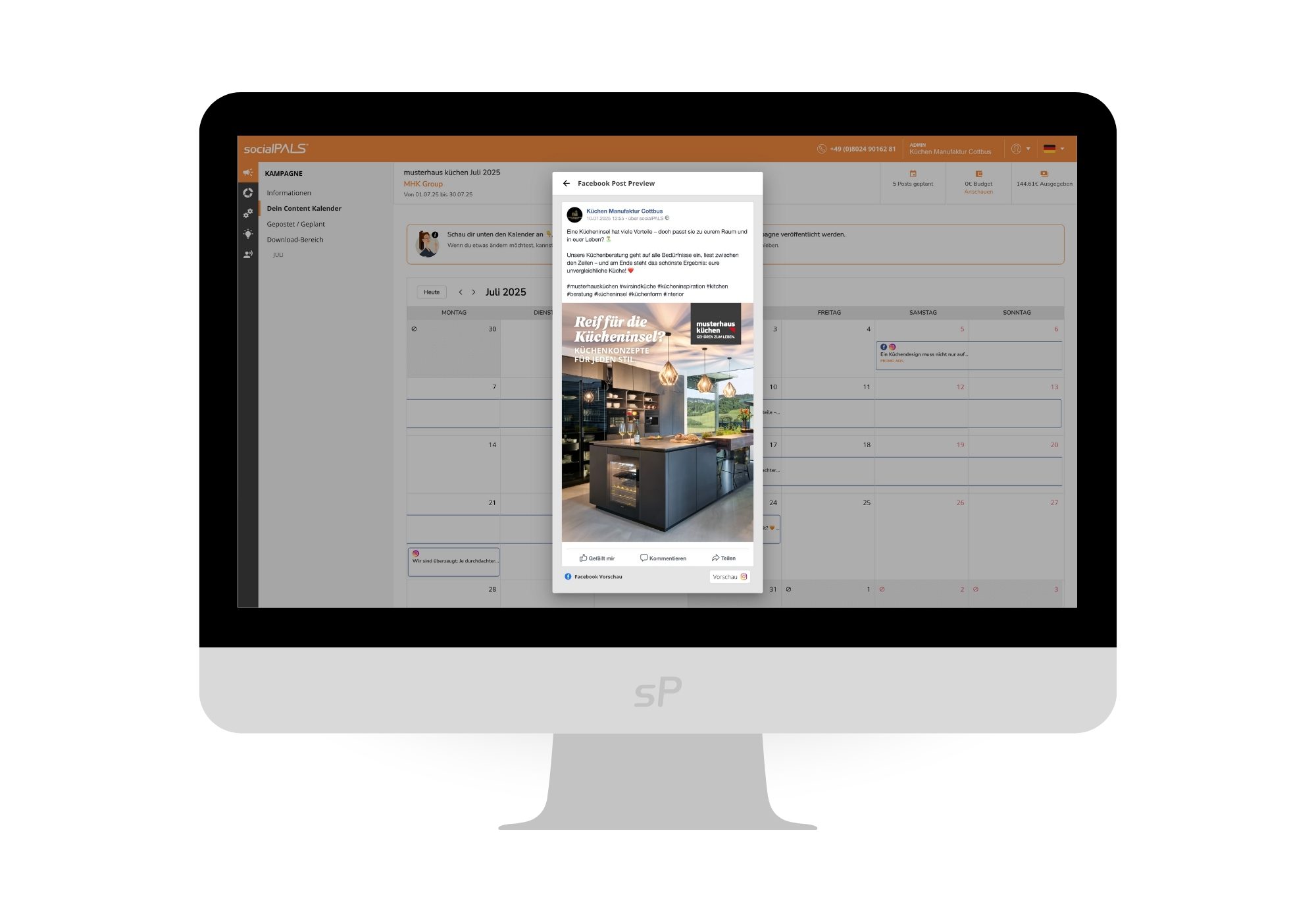 Vollautomatisierte Ausspielung der Beiträge & Werbeanzeigen durch den fertigen Content-Kalender.
